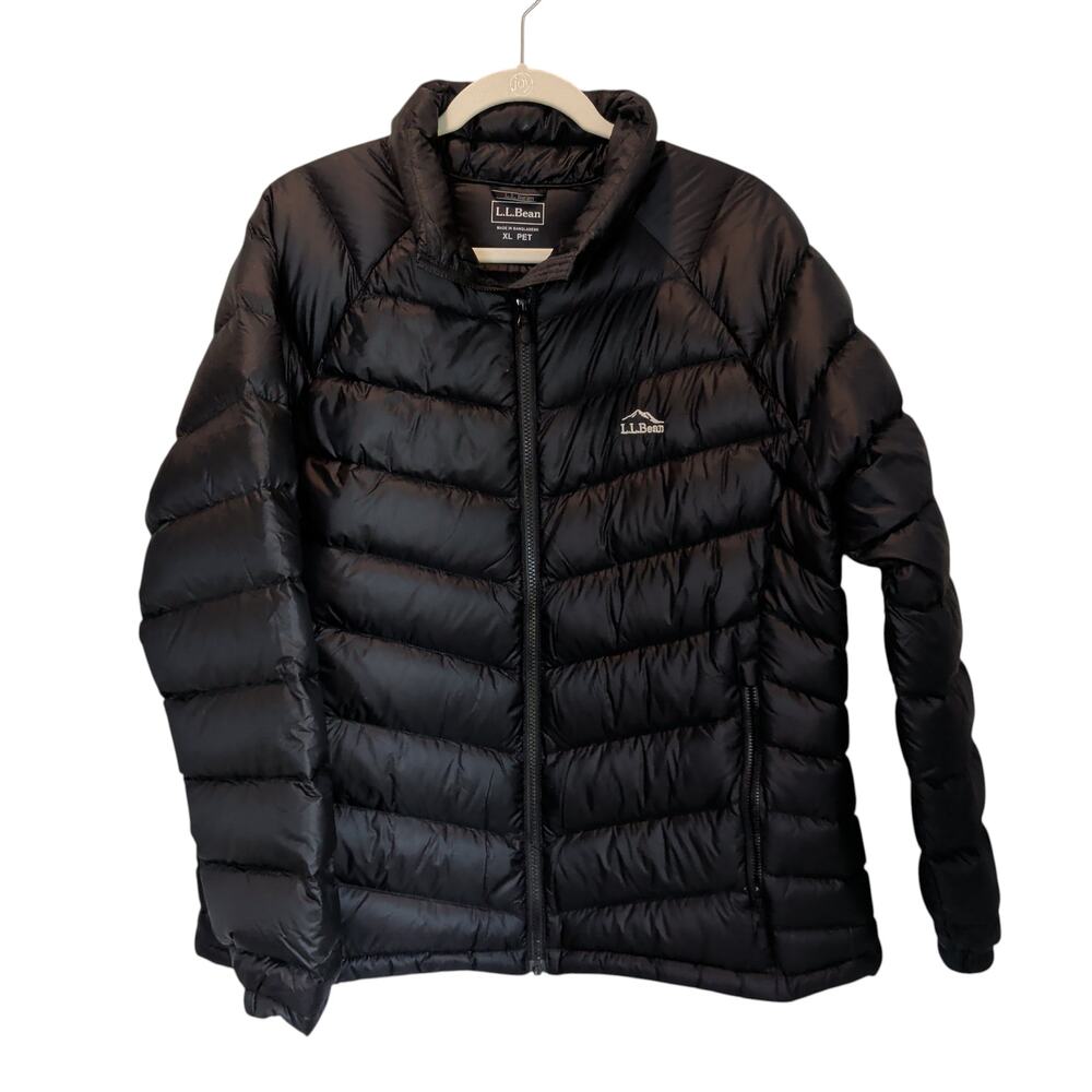 LL Bean Women's Sz XLP Black Puffer 850 Goose Down Coat Downtek Pertex